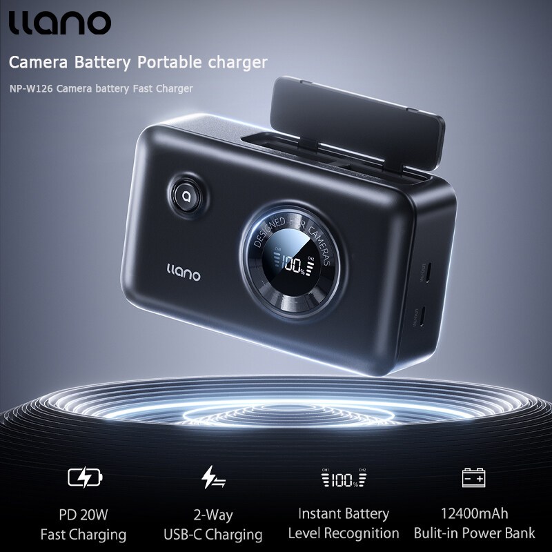 Llano CS3 Fast Camera Battery Charger Dual Slot Digital Display พร้อมสถานีชาร์จ SD Card Storage สําห
