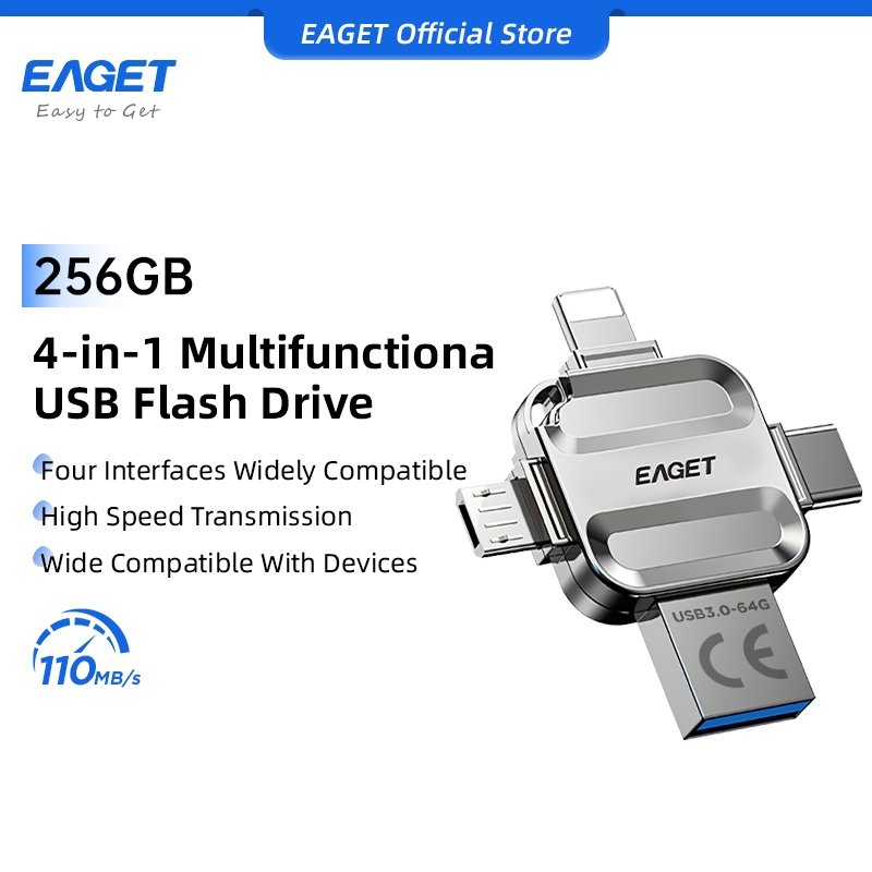 EAGET i71 แฟลชไดรฟ์ความเร็วสูง USB 3.0 4 In 1 (32G/64GB/128GB/256GB)
