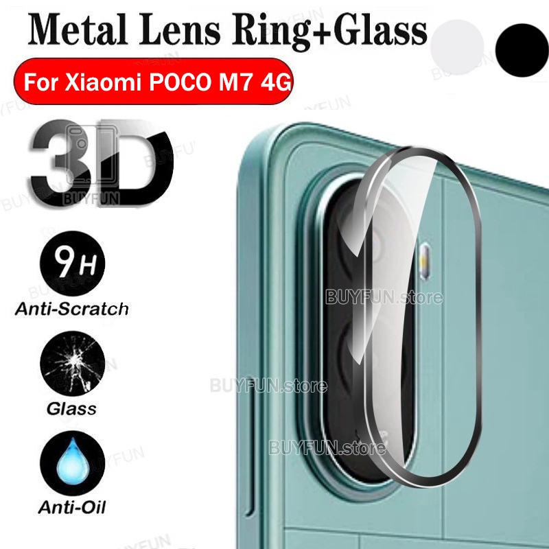 สําหรับ Xiaomi Poco M7 4G 6.9 "poko 7m pocophone M 7 pocoM7 ฝาครอบด้านหลังเลนส์กล้องเลนส์แหวน Protector อลูมิเนียมโลหะกระจกนิรภัย