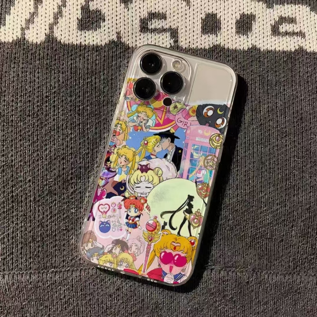 IPhone 13 กรณีน่ารักการ์ตูน Sailor Moon สําหรับ iPhone 16Pro 15Plus 15 14 iPhone 13Promax 12 11 XS 8