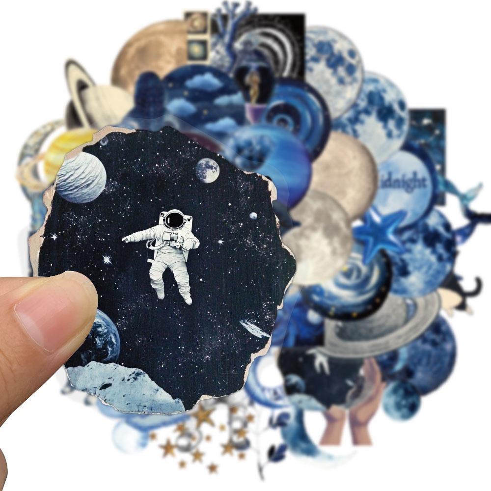 สติ๊กเกอร์ขนาดใหญ่50pcs ดาราศาสตร์ Universe Planets สติกเกอร์ Galaxy Moon Space ความงามสติกเกอร์สําหรับโทรศัพท์โน้ตบุ๊คกีตาร์โน้ตบุ๊คเครื่องเขียนรางวัลโปร่งใส PET Decals