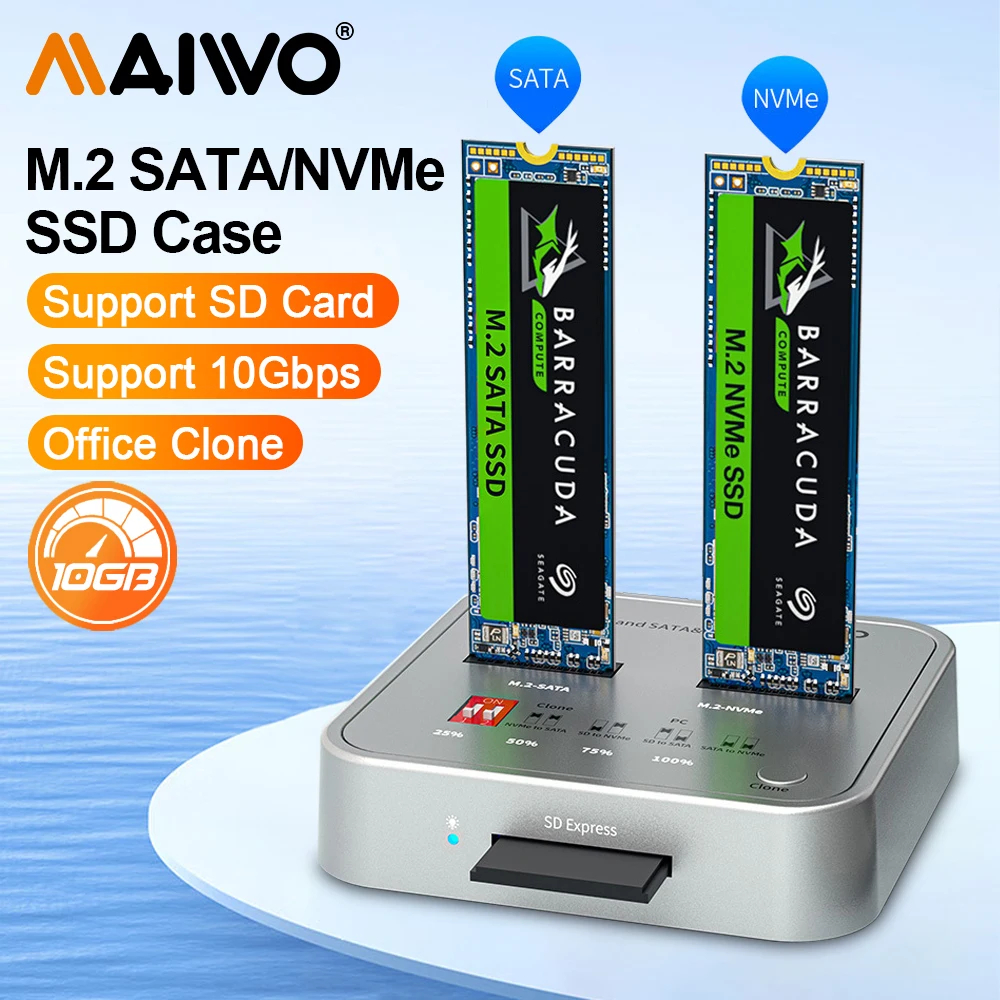 Maiwo 2 Bay m.2 NVME/SATA Clone Docking Station