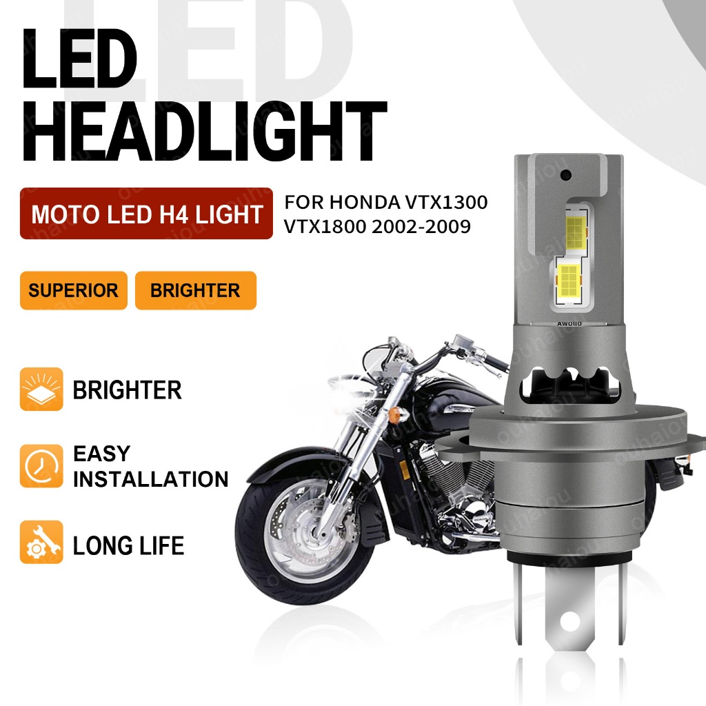 1PCS สําหรับ Honda VTX1300 VTX1800 2002 2003-2009 คุณภาพสูง 6000K H4 LED ไฟหน้ารถจักรยานยนต์หลอดไฟมอ