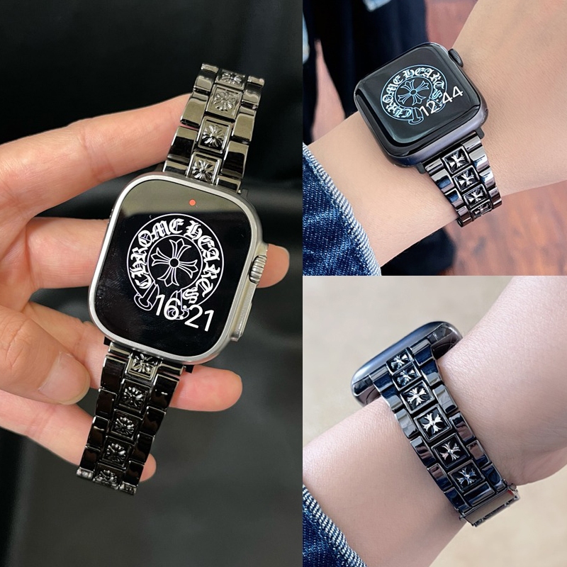 สายสแตนเลสสองสี ครอกซิน สำหรับ Apple Watch Ultra 2 / ซีรีย์ 10/8/5/3 ขนาด 38/40/41/42/44/45/46/49mm แบบทนทาน สำหรับใช้ประจำวัน Double Color Metal Band