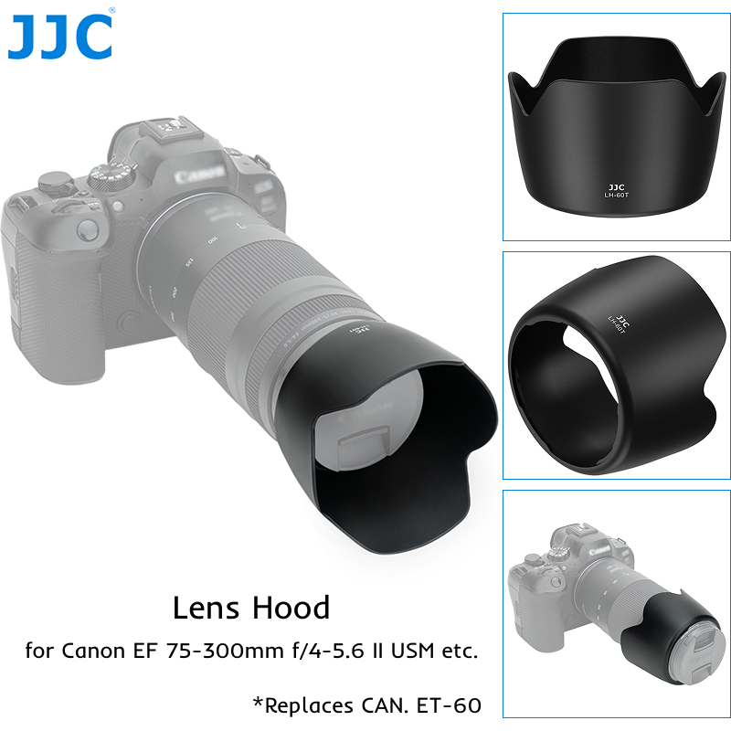 JJC Lens Hood กล้องเลนส์ฮู้ดแทนที่ Canon ET-60 เหมาะสำหรับ RF 75-300mm F4-5.6 และ EF 75-300mm F4-5.6