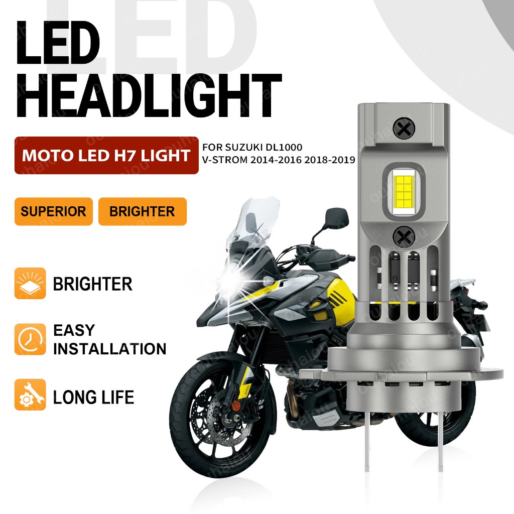 1pcs สําหรับ Suzuki DL1000 V-Strom 2014 2015 2016 2018 2019 รถจักรยานยนต์ H7 Bright สีขาว CSP 3570 ชิปหลอดไฟ LED ไฟหน้า 12V