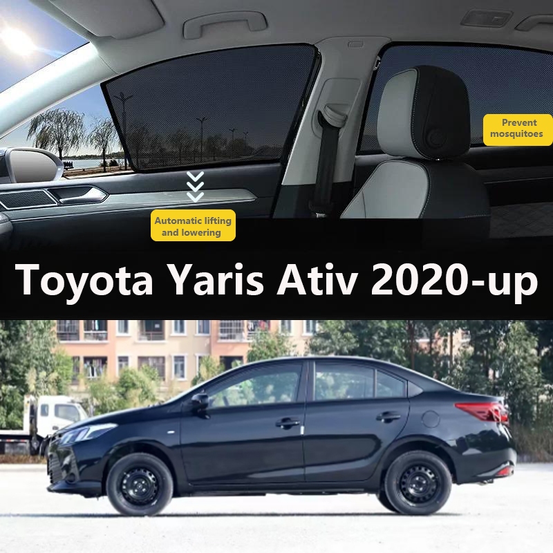 ม่านบังแดดหน้าต่างรถยนต์สําหรับ Toyota Yaris Ativ 2020-up รถหน้าต่างผ้าม่านอุปกรณ์เสริม