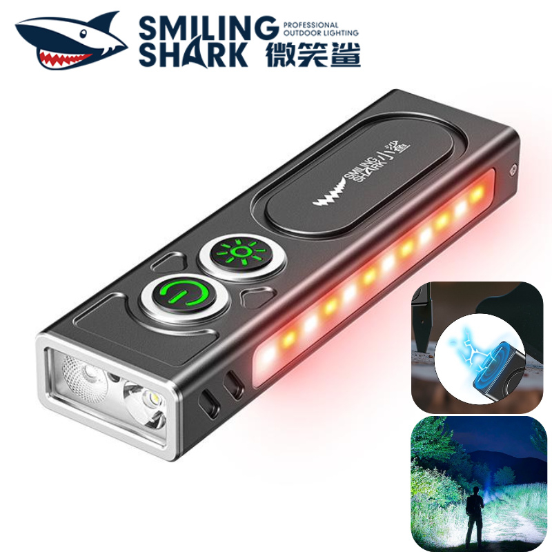 SMILING SHARK ไฟฉายแม่เหล็ก LED ชาร์จได้ COB ทำงาน 8 โหมด Type-C กันน้ำ เหมาะสำหรับกลางแจ้งและไฟฉุกเฉิน SD5405