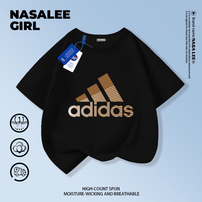 【เสื้อยืดแขนสั้นเด็ก NASA สไตล์อเมริกัน】เนื้อฝ้ายสีดำคุณภาพดี ลายพิมพ์แบรนด์เนมสตรีทสไตล์ ใส่ได้ทั้งเด็กชาย-เด็กหญิง เสื้อผ้าแฟชั่นเท่ๆ