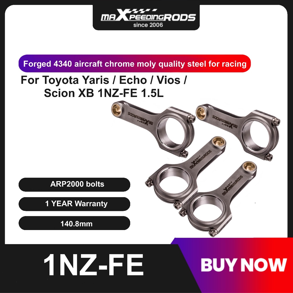 【1NZFE】ก้านสูบฟอร์จ H-Beam 1NZ-FE 140.8mm สำหรับ Toyota Yaris/Echo/Vios/Scion XB เครื่องยนต์ 1.5L ARP 2000