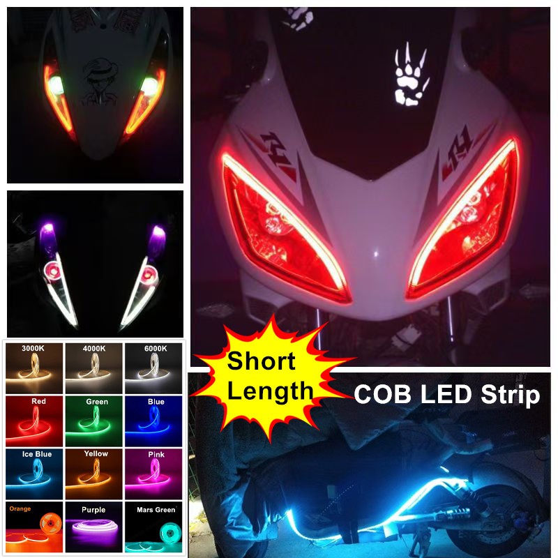 2.5/5/10/30 ซม.DC12V 24V COB LED Strip Light สําหรับรถบรรทุกรถจักรยานยนต์คําเตือนและโคมไฟตกแต่ง (13 สีสําหรับเลือก)