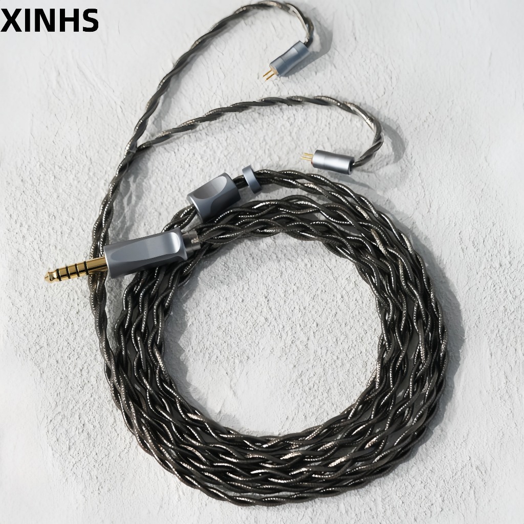 XINHS13 4-core 6N เงินฟอยล์ + OCC ข้ามทอไฮไฟหูฟังอัพเกรดสายเหมาะสําหรับ QDC/TFZ/0.78MM 2PIN/MMCX
