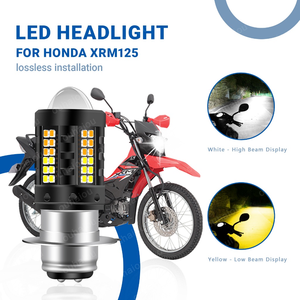1PCS 61LED ไฟหน้ารถจักรยานยนต์สําหรับ HONDA XRM110 XRM125 P150D 6500K สีขาว 3200K สีเหลือง Dual สี 1