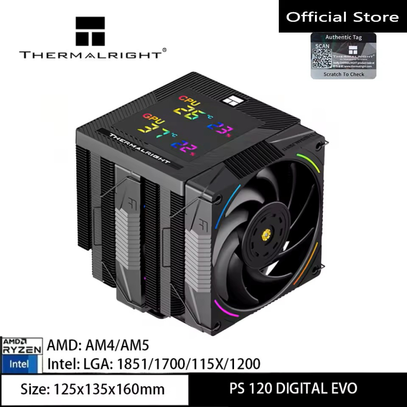 Thermalright PS120 DIGITAL EVO Cpu Cooler ARGB PC CPU Air Cooler จอแสดงผลดิจิตอลสําหรับ Intel LGA 18