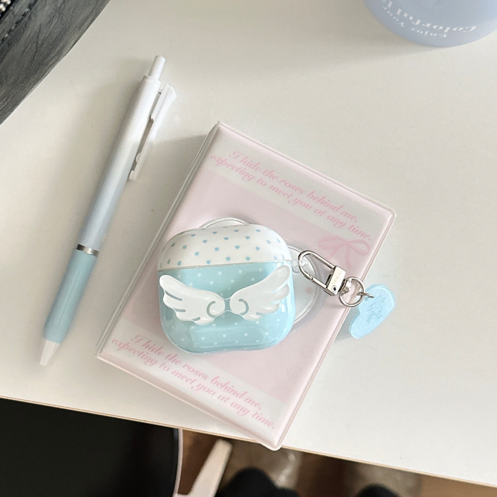 IMD 3D สเตอริโอปีกพวงกุญแจหูฟังสําหรับ AirPods 1 2 3 4 Pro หูฟังไร้สายบลูทูธ AirPods Pro2 กันกระแทกปลอก