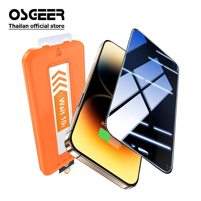 OSGEER กระจกเทมเปอร์ปกป้องหน้าจอ Full HD Clear (พร้อมตัวป้องกันเลนส์กล้อง) สําหรับ iPhone 17 air 16 15 14 13 12 11 Pro Max XS Max