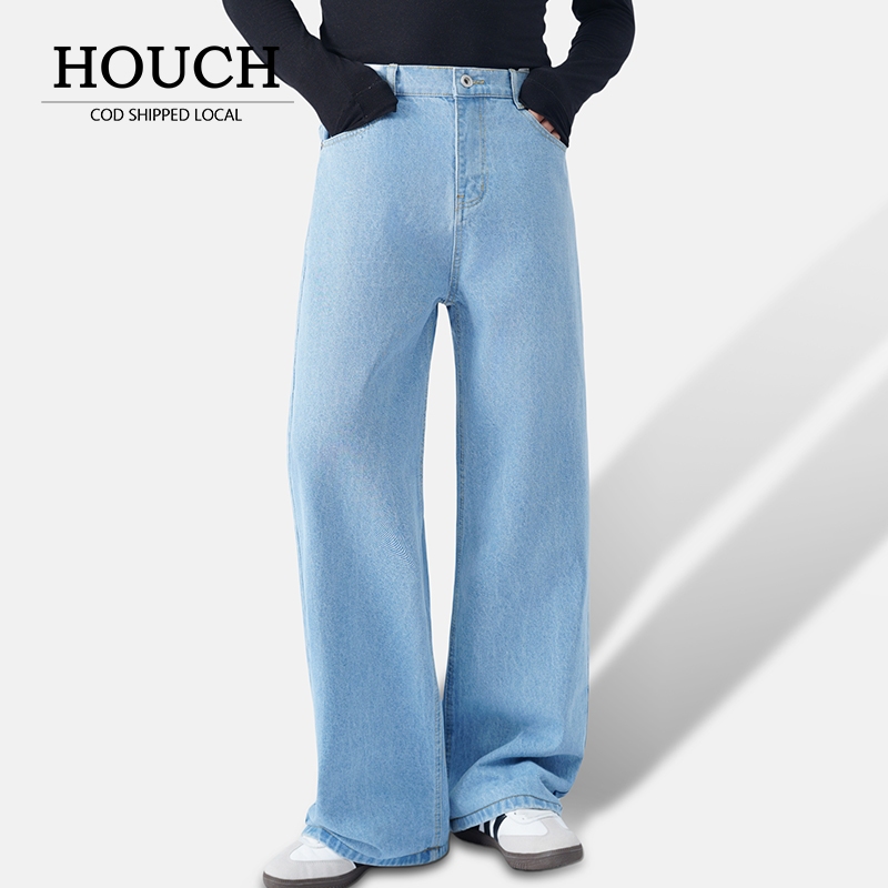 Houch COD กางเกงยีนส์สไตล์สมาร์ทแคชวล ทรงตรง ขนาดไซส์ใหญ่