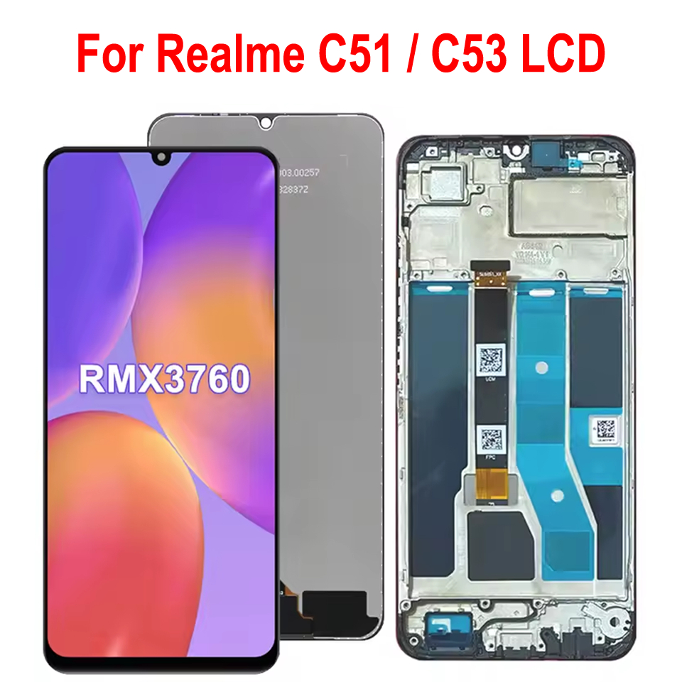 6.74 "สําหรับRealme C53 จอแสดงผลLCDพร้อมFame,หน้าจอสัมผัสสําหรับRealme C51 LCDเปลี่ยนชิ้นส่วน