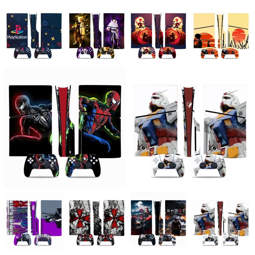 40 สีสติกเกอร์ผิวใช้งานร่วมกับ Sony Playstation 5 Slim Disc & Digital Edition ไวนิล Decal ชุดป้องกันฟิล์มสําหรับ PS5 SLIM คอนโซลและ 2PCS Dualsense Controllers
