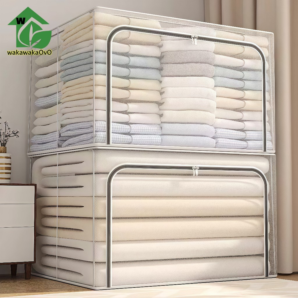 กล่องเก็บของพีวีซี กล่องเก็บเสื้อผ้าโปร่งใส 110ล กล่องเก็บผ้าห่ม กล่องผ้าพับได้ วัสดุ พีวีซี กันน้ํา