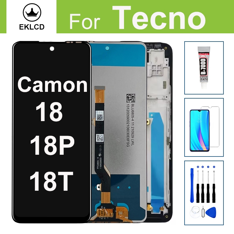 จอแสดงผล LCD สําหรับ Tecno Camon 18 P 18T 18P CH6 CH6n CH7n CH7 Touch Screen Digitizer Assembly กรอบ