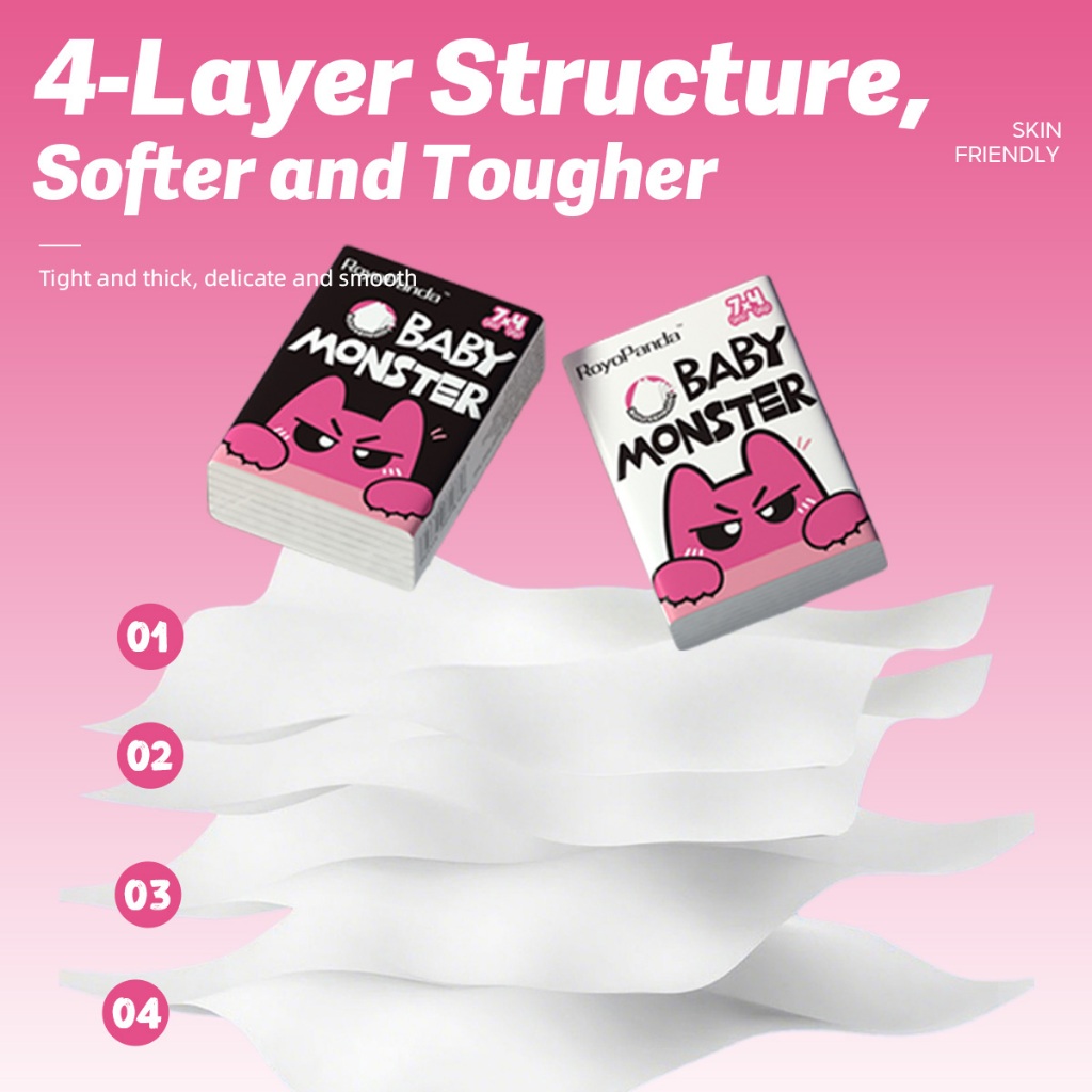 【90ห่อ】Royo Panda ทิชชู่ แพ็คใหญ่ 4ชั้น หนาพิเศษ 210x210mm 7ดึง เช็ดมือ-เช็ดหน้า-เด็กเล็ก ปลอดภัย - รูปที่ 4