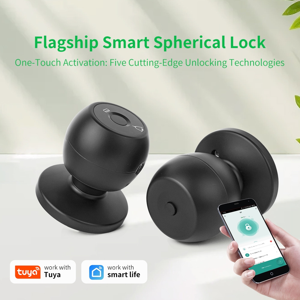 Tuya สมาร์ทล็อคประตู Ball Lock ลายนิ้วมือ รหัสผ่าน ปลดล็อคด้วยแอป Smart Life รองรับ IC การ์ด รุ่น X11
