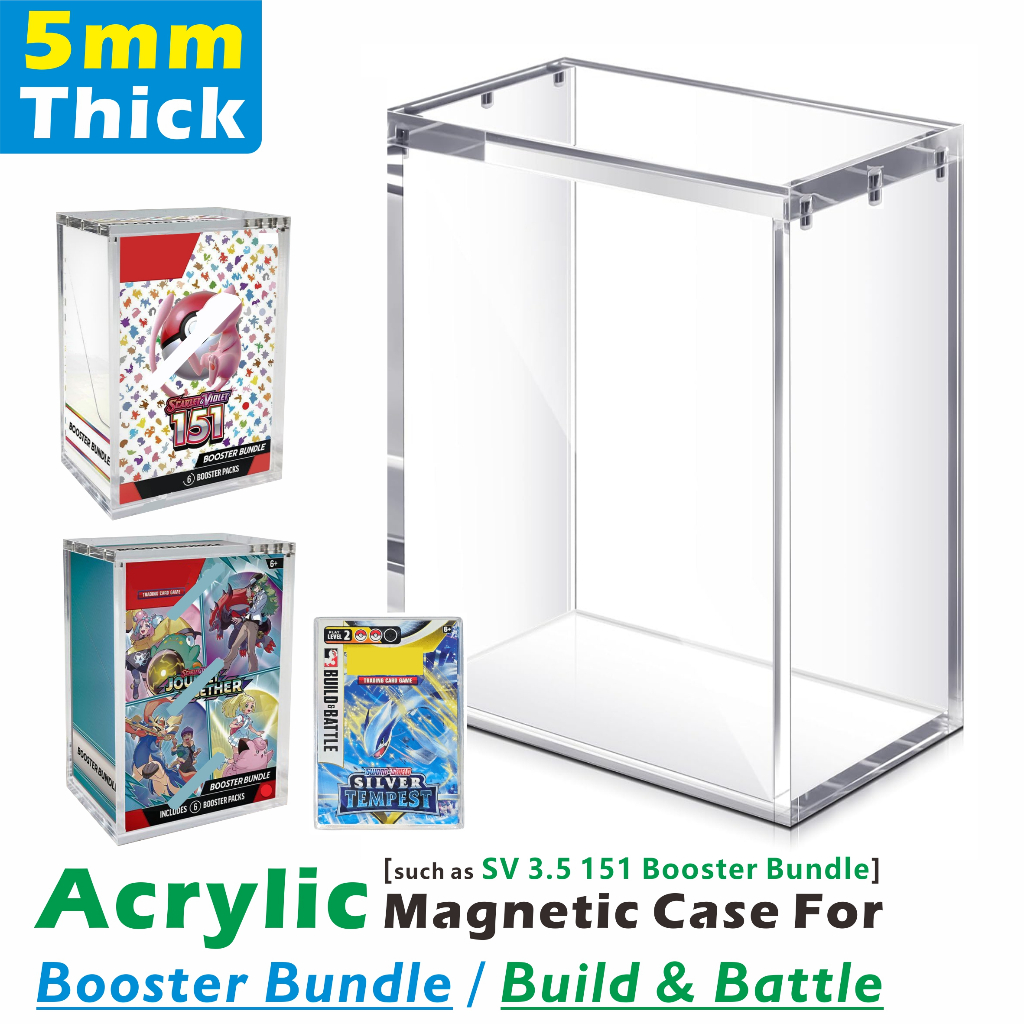 Acrylic Magnetic Case Thick 5mm For Clear Display Box For Booster Bundle(6-Booster Pack) / Build & Battle