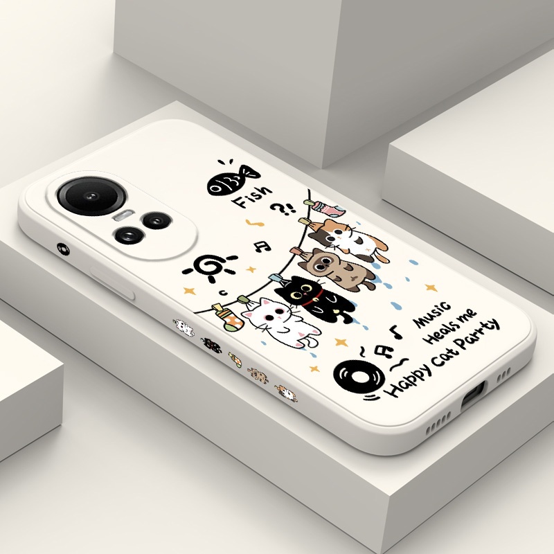 เคสโทรศัพท์สําหรับOPPO Reno 10Pro 10 8Z 8 Pro 8T T Z 7Z 6 5 Pro Plus 5G 4Gแห้งลูกแมวCreative Design 