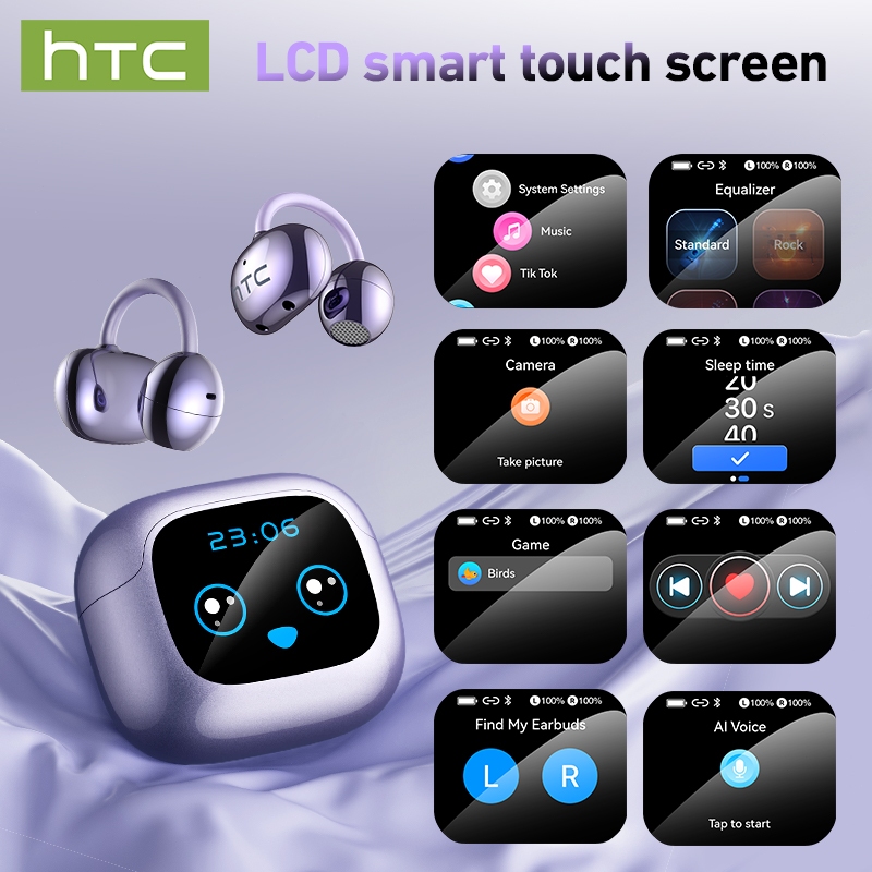HTC NE32 การแปลแบบเรียลไทม์ AI ชุดหูฟังบลูทูธ 6.0 หน้าจอสัมผัสมัลติฟังก์ชั่นหน้าจอ LED กันน้ํา IPX5