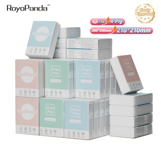 【50 Packs】 RoyoPanda Three-color Mini Tissues 210*210mm Facial Tissues Portable Handkerchief Tissues 4-Ply Thick 7 Sheets