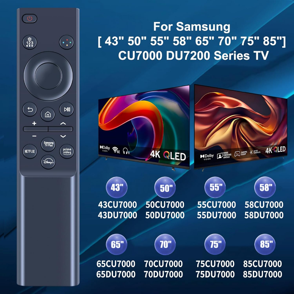 สําหรับ Samsung BN59-01388A พร้อมแบ็คไลท์รีโมทคอนโทรลสําหรับคริสตัล UHD 4K CU7000 Series สมาร์ททีวี 
