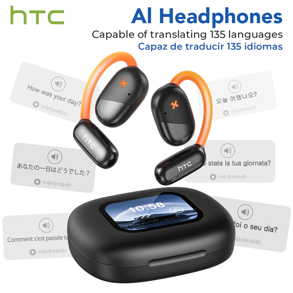 HTC NE33 AI การแปลหูฟัง OWS หูฟัง IPX5 หูฟังไฟกลางคืนกันน้ําหน้าจอสัมผัส LCD