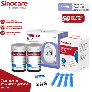 (NEW ARRIVAL)Sinocare Blood Glucose Test Strips Blood Sugar Test Strips Diabetic Tester 50pcs Test Strips & 50pcs Lancets Only For SE101