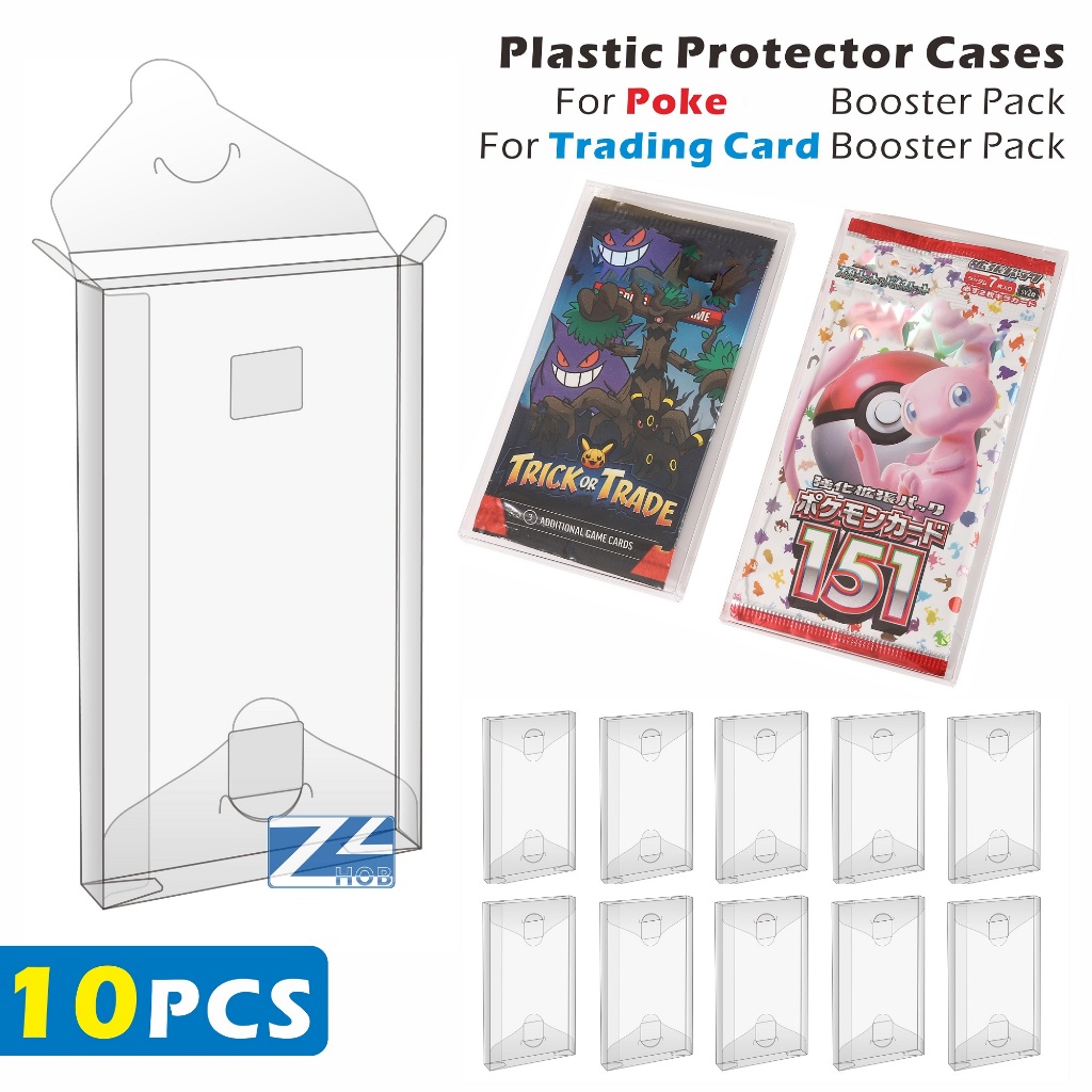10PCS Plastic Protector Cases For Pkmn Booster Pack / Trading Card Booster Pack