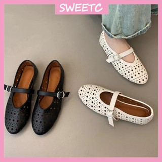 Mary Jane รองเท้าบัลเล่ต์ผู้หญิง สไตล์แฟชั่น หนังรอบหัวแม่มื…