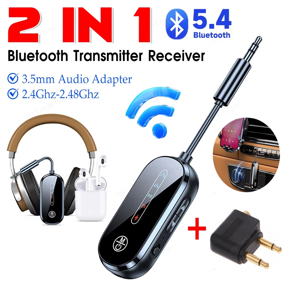 C83 Pro บลูทูธ 5.4 เครื่องส่งสัญญาณเสียง 3.5 มม.AUX แจ็ค 2-In-1 เครื่องบินอะแดปเตอร์ไร้สาย Mic สําหร