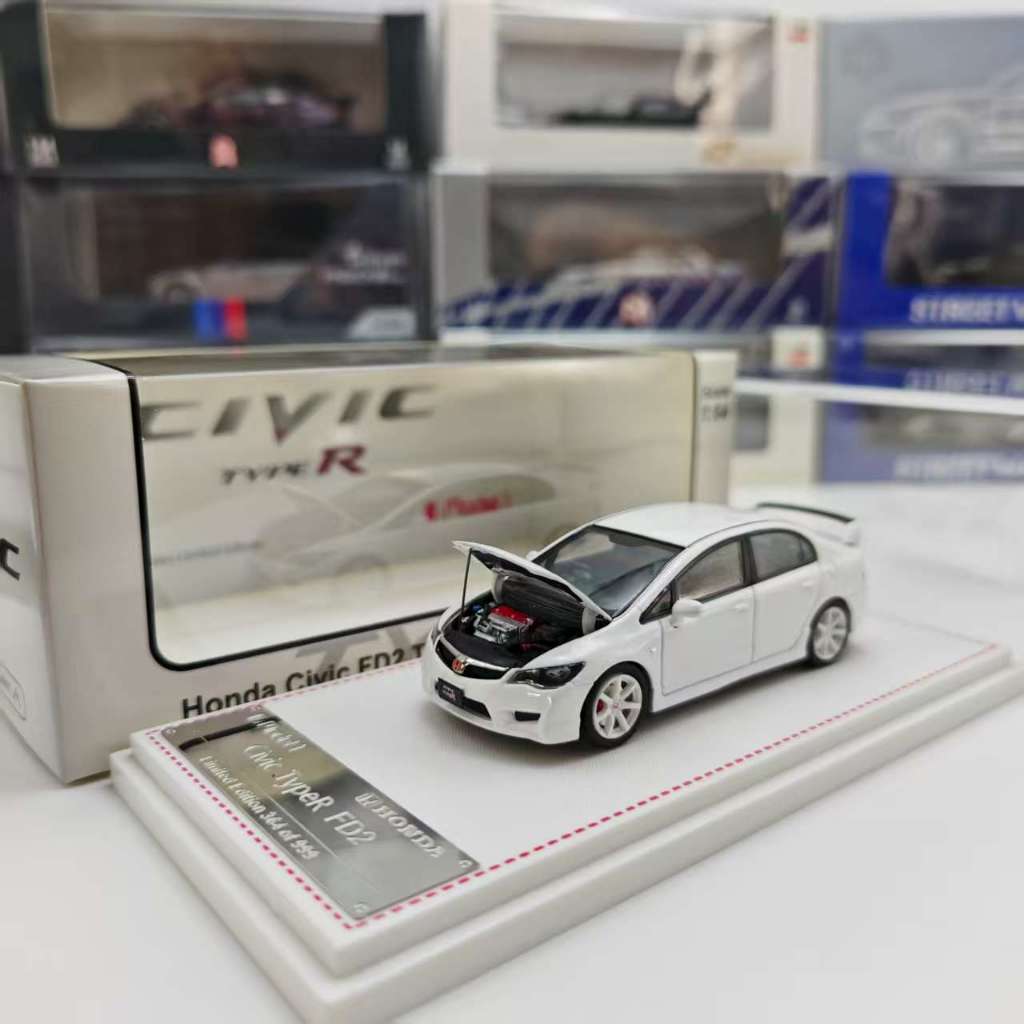 Model one 1:64 Honda Civic Type-R FD2 โมเดลรถโลหะผสมสีขาว