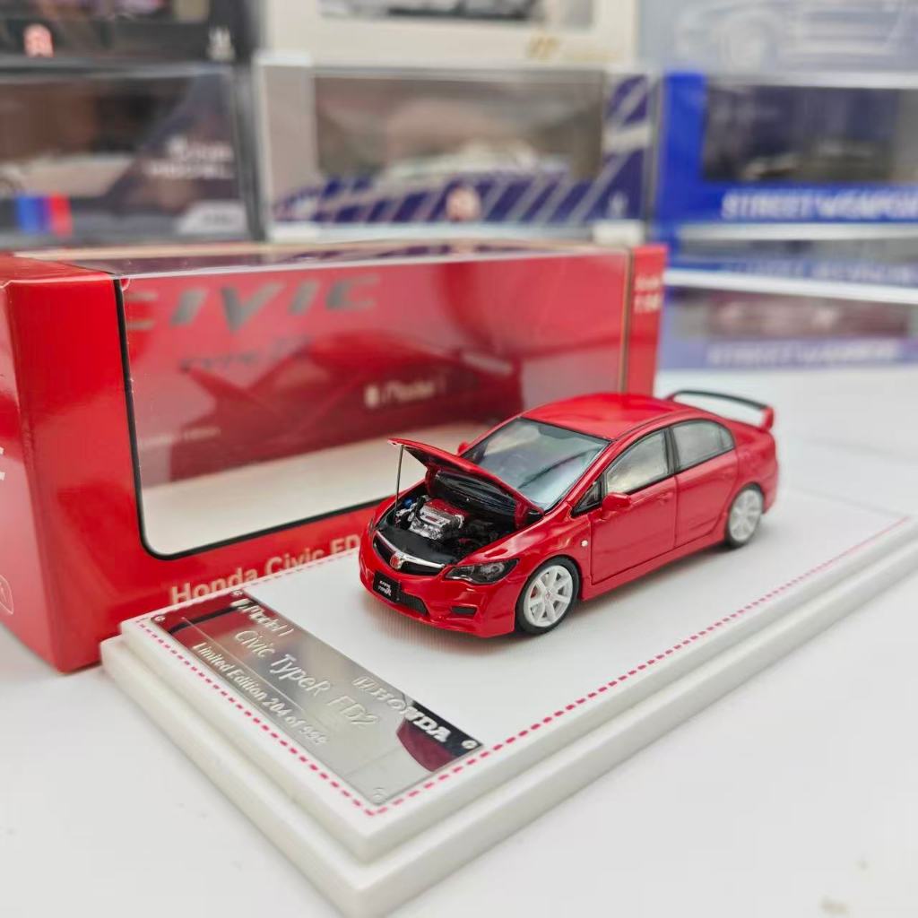 Model one 1:64 Honda Civic Type-R FD2 Red Alloy Car Model Collection