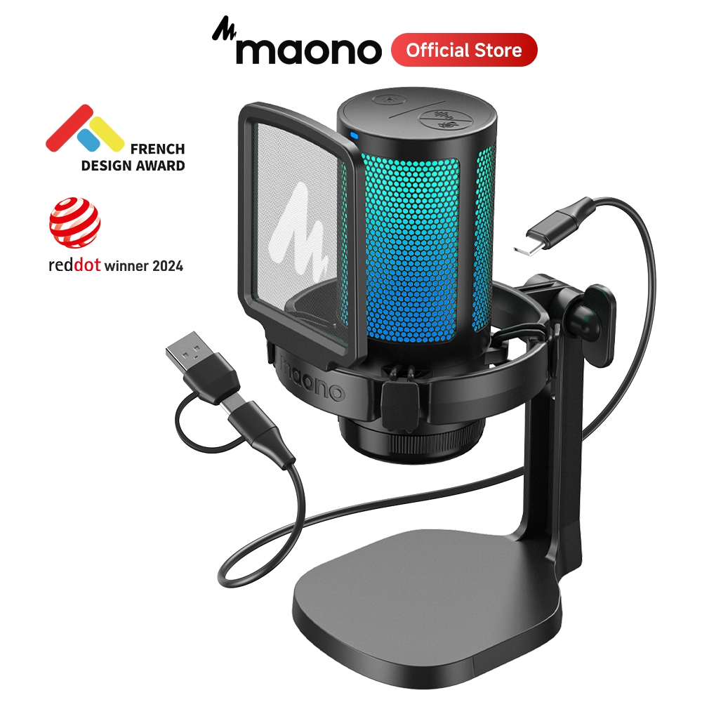 Maono ไมโครโฟนบันทึกเสียงคอนเดนเซอร์ DGM20 RGB พร้อมฟังก์ชั่นปรับเพิ่มและตั้งค่าซอฟต์แวร์ สําหรับคอมพิวเตอร์ โทรศัพท์มือถือ เล่นเกม สตรีมมิ่งแบบสด