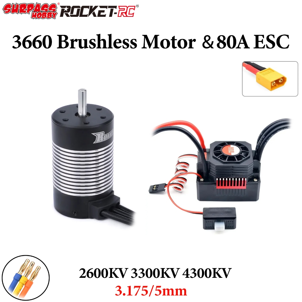 SURPASS HOBBY Rocket 3660 กันน้ํามอเตอร์ไร้แปรง 2600KV 3300KV 3800KV 4300KV พร้อม KK Serice 80A Brus