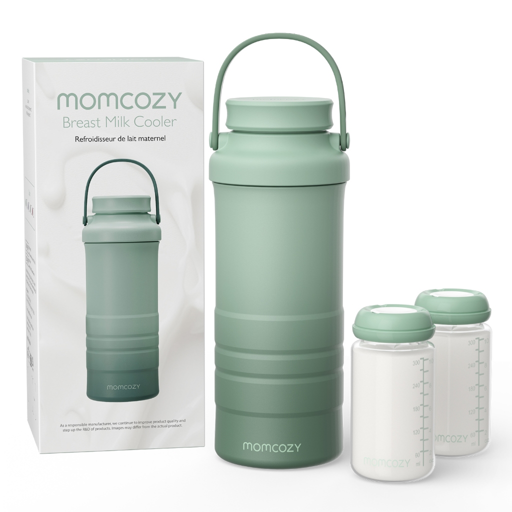 Momcozy 22oz เครื่องทําความเย็นนมแม่แบบพกพาสําหรับ Outdoor, Life Saver พร้อม 360° เครื่องทําความเย็นทั้งหมดสําหรับ 24 ชั่วโมง, เครื่องทําความเย็นน้ํานมแม่สําหรับเดินทางความจุขนาดใหญ่พร้อมขวดนม 2 ชิ้น