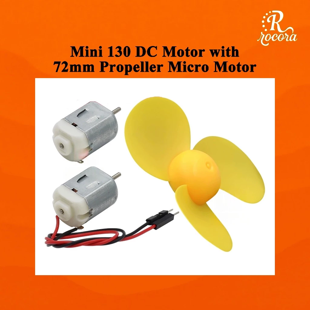 มอเตอร์ DC 130 ขนาดเล็ก พร้อมใบพัด 72มม. สำหรับรถ 4WD หุ่นยนต์ DIY เรือ RC เครื่องบินของเล่น