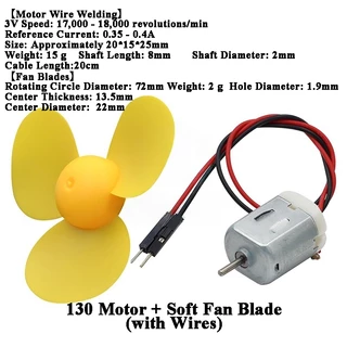 มอเตอร์ DC 130 ขนาดเล็ก พร้อมใบพัด 72มม. สำหรับรถ 4WD หุ่นยนต์ DIY เรือ RC เครื่องบินของเล่น