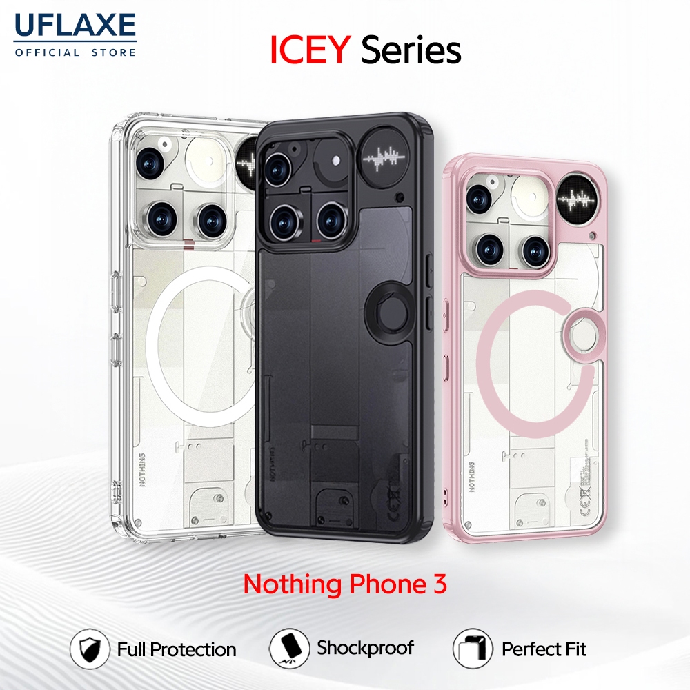 UFLAXE ICEY - เคส Nothing Phone 3 - เคสแข็งใสกันเหลืองด้านกันกระแทก เคสโทรศัพท์ป้องกันรอยนิ้วมือบาง