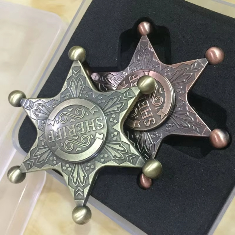 1PC นายอําเภอ Fidget Spinner EDC โลหะ Spinning Top Tip Gyro บรรเทาความเครียดลดของเล่นหมุน Antistresse สําหรับเด็กออทิสติก