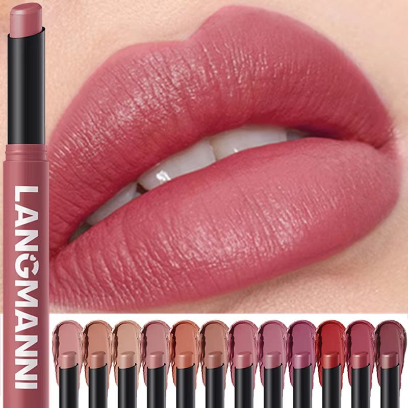 12 สี Matte ลิปสติกดินสอกันน้ําติดทนนาน Non-Stick Cup Lip Stain Tint เครื่องสําอาง Nude ลิปสติกปากกาแต่งหน้า Maquillage