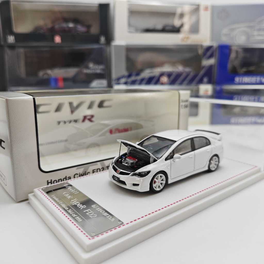 Model1 1/64 สีขาว Civic FD2 Type R กีฬารุ่นโลหะรถDiecast