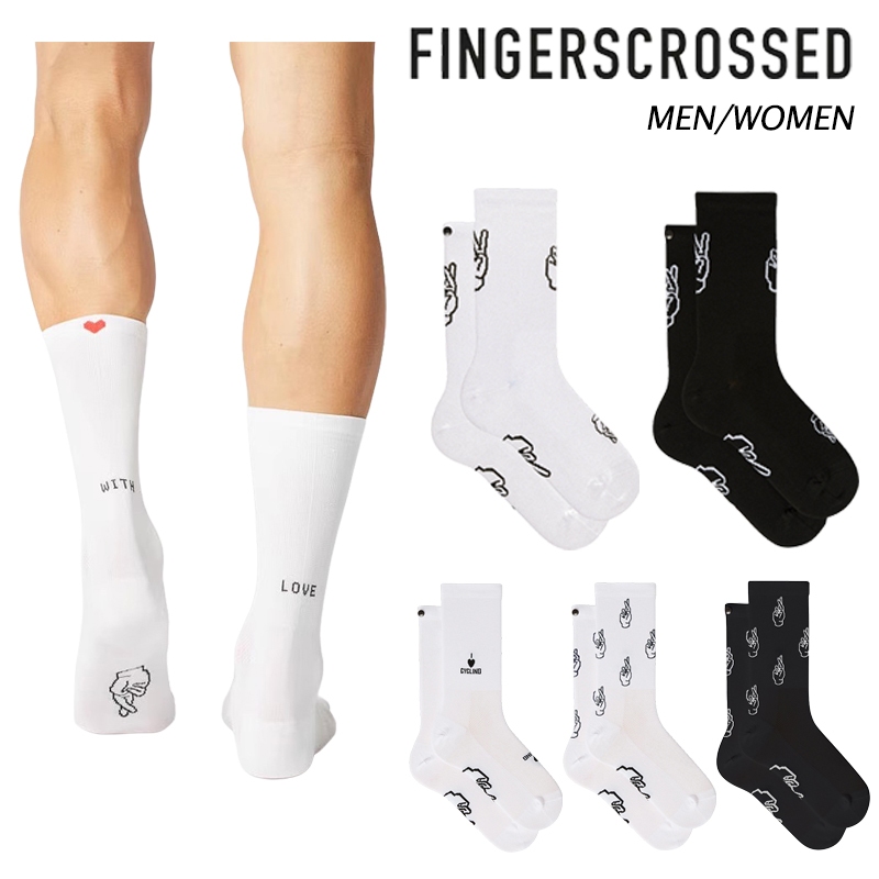ถุงเท้าขี่จักรยาน Fingercrossed สำหรับ MTB และจักรยานเสือหมอบ ระบายอากาศได้ดี