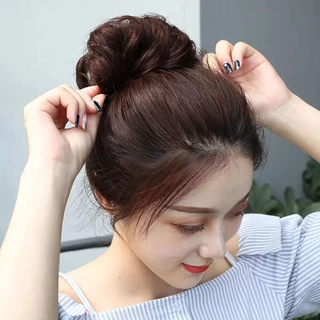 วิกผมสไตล์ พลอยเทียม ธรรมชาติมวยที่คาดผมดอกตูมเครื่องประดับเก้าดอกไม้วิกคลิปดัดผม